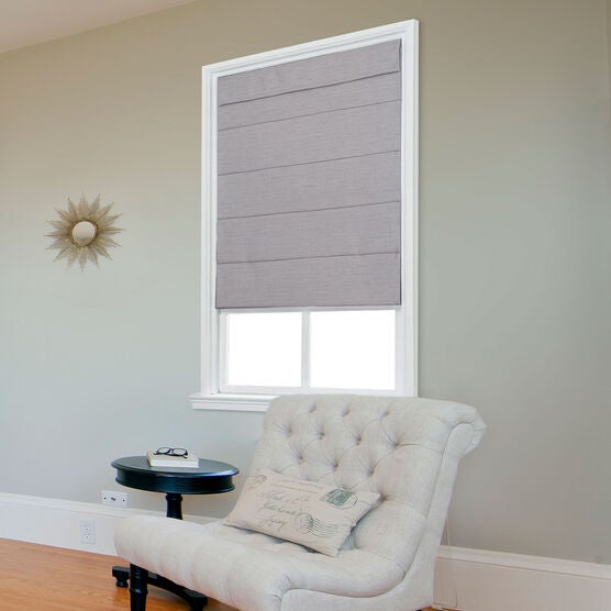 Cordless Quinn Large Fold Roman Shade, GRAY, hi-res image number null