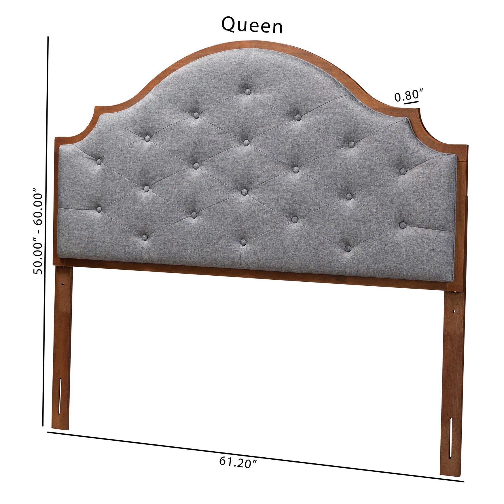 Premala Classic And Traditional Grey Fabric And Walnut Brown Finished Wood King Size Headboard, , alternate image number 6