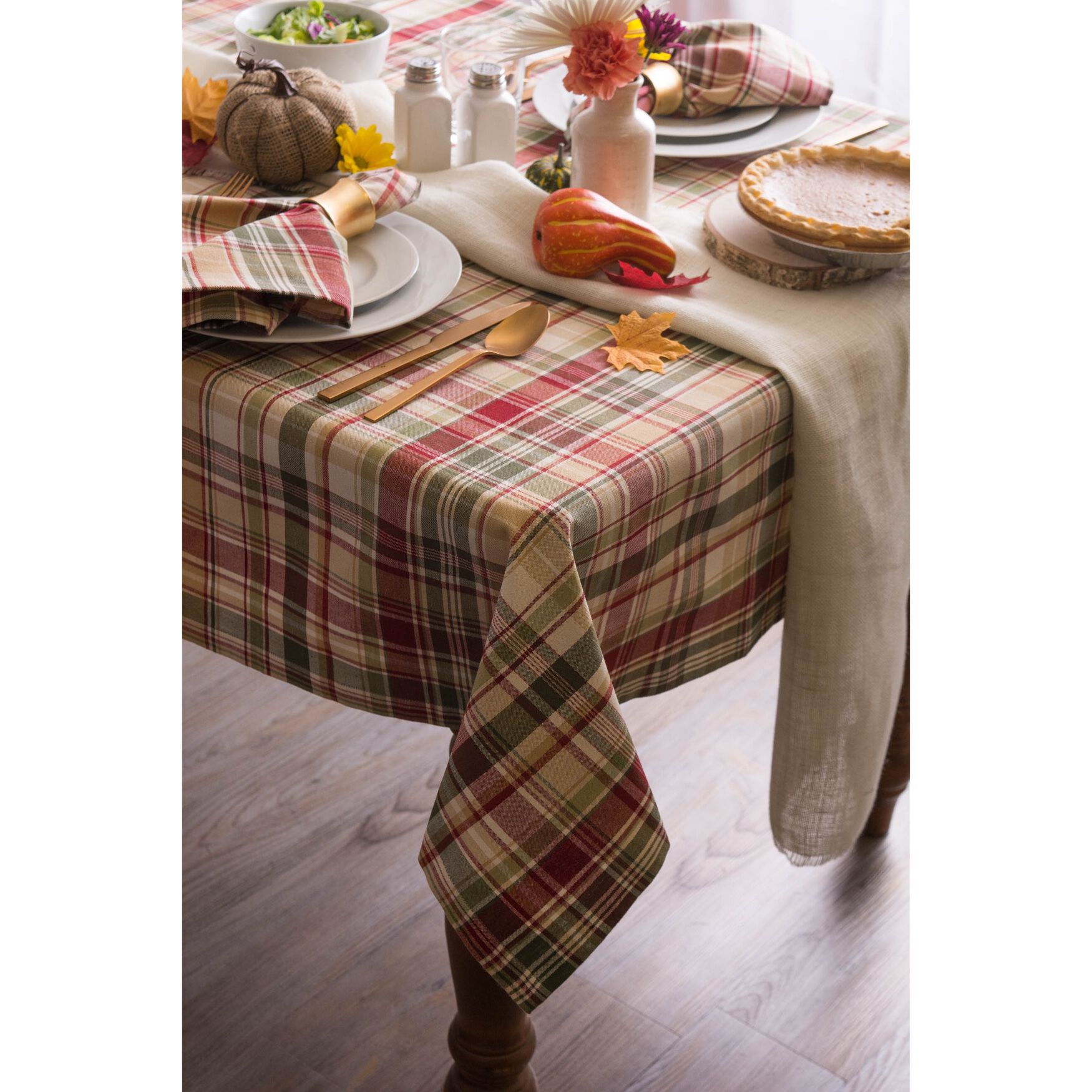Give Thanks Plaid Tablecloth 70 Round, , alternate image number 3