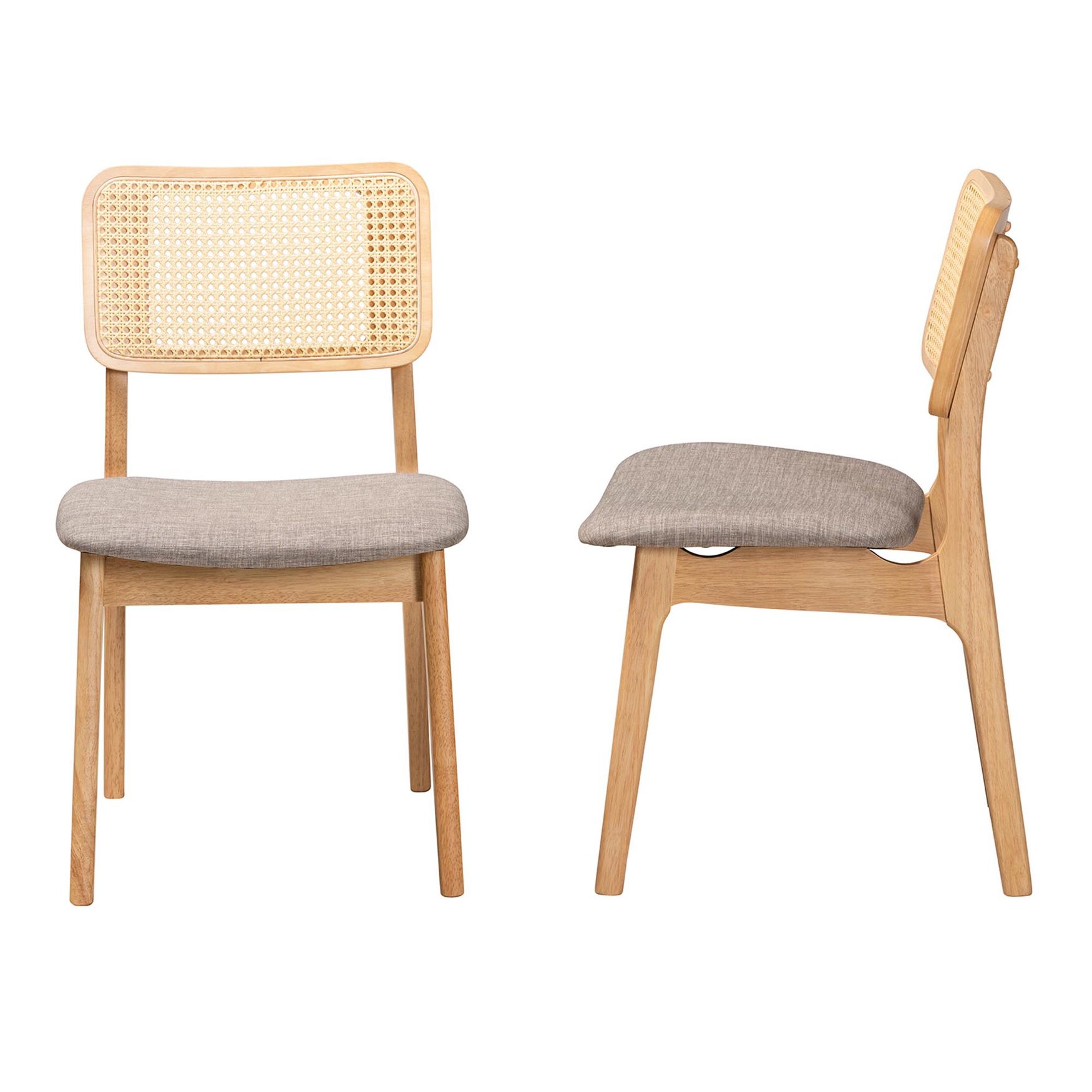 Dannon Mid-Century Modern Grey Fabric And Walnut Brown Finished Wood 2-Piece Dining Chair Set, , alternate image number 9
