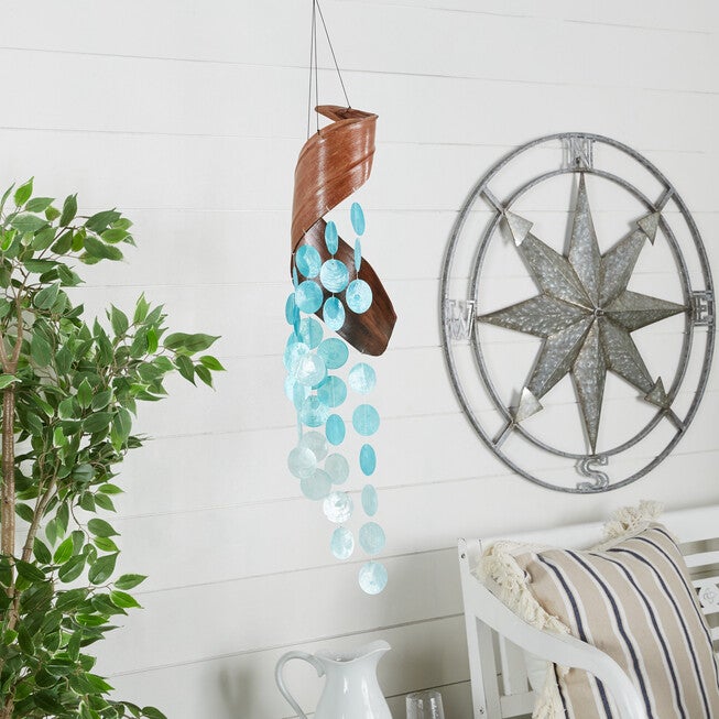 Teal Capiz Coastal Windchime, , alternate image number 6