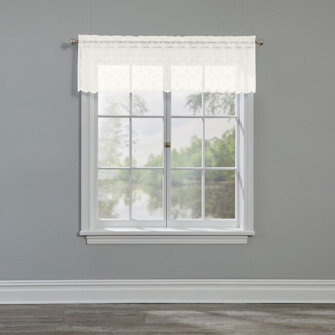 Scarlett Floral Lace Rod-Pocket Valance, IVORY, hi-res image number null