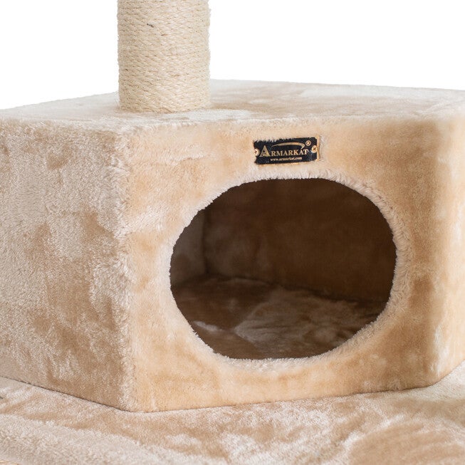 Real Wood 72 inches Cat Tower Entertainment Furniture With Lounge Basket, Perch, , alternate image number null