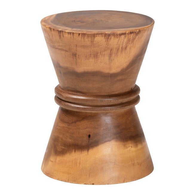 Samira Solid Suar Wood Side Table, BROWN, alternate image number 1