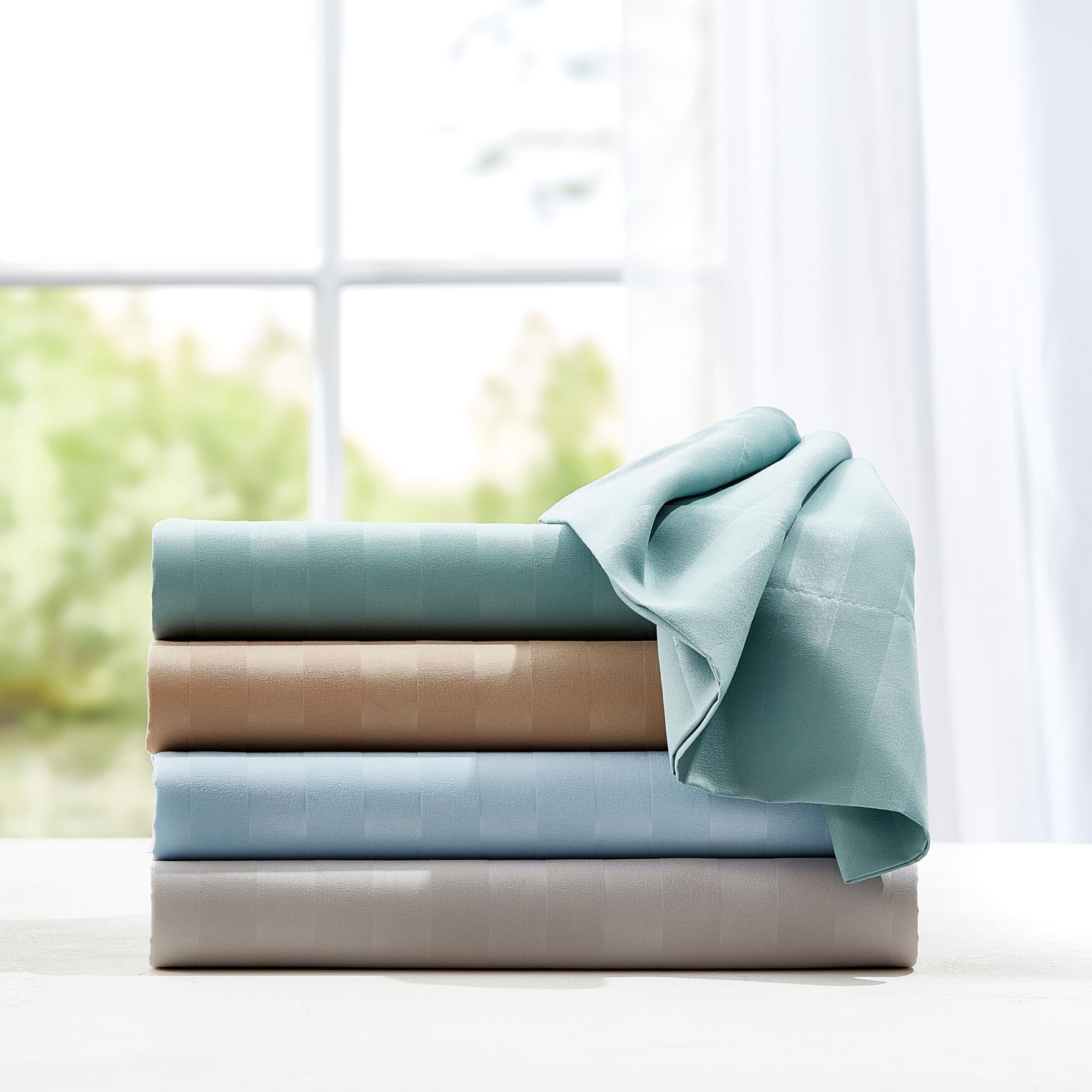 6-pc. Microfiber Bedtite&trade; Damask Stripe Sheet Set, LIGHT BLUE, on-hover image number 1