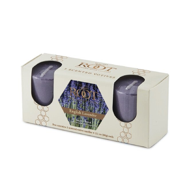 English Lavender Scented Votive Candle, Set 3, LAVENDER, hi-res image number 0