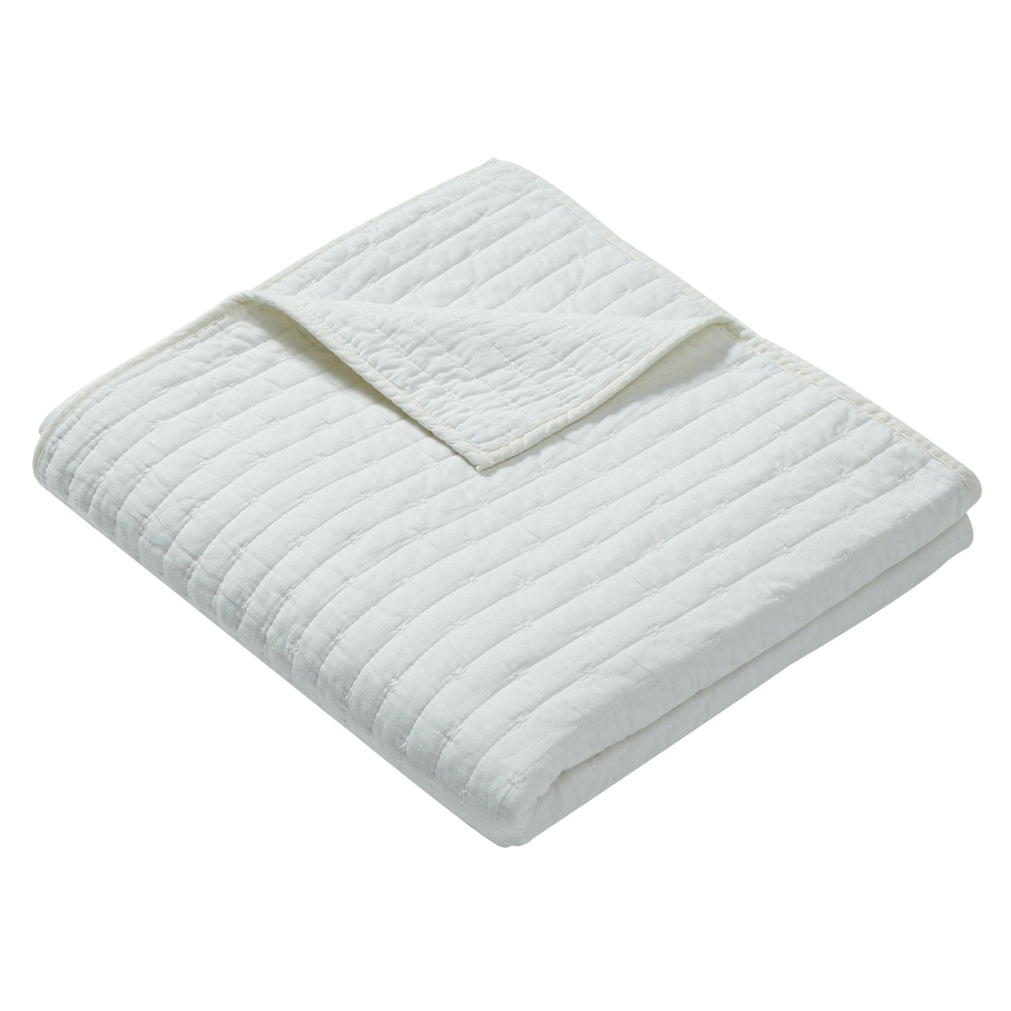 Monterrey Solid Textured Quilted Throw Blanket, Coral, ANTIQUE WHITE, alternate image number 2