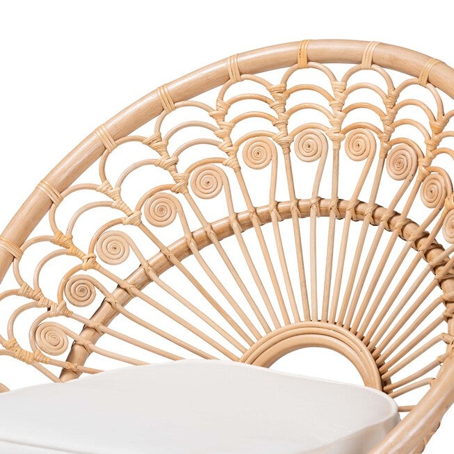 Abriella Modern Bohemian Natural Brown Rattan Peacock Accent Chair, , alternate image number 4