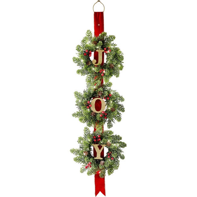 38 inches Long Pre-Lit Triple Joy Wreath, MULTI, hi-res image number null
