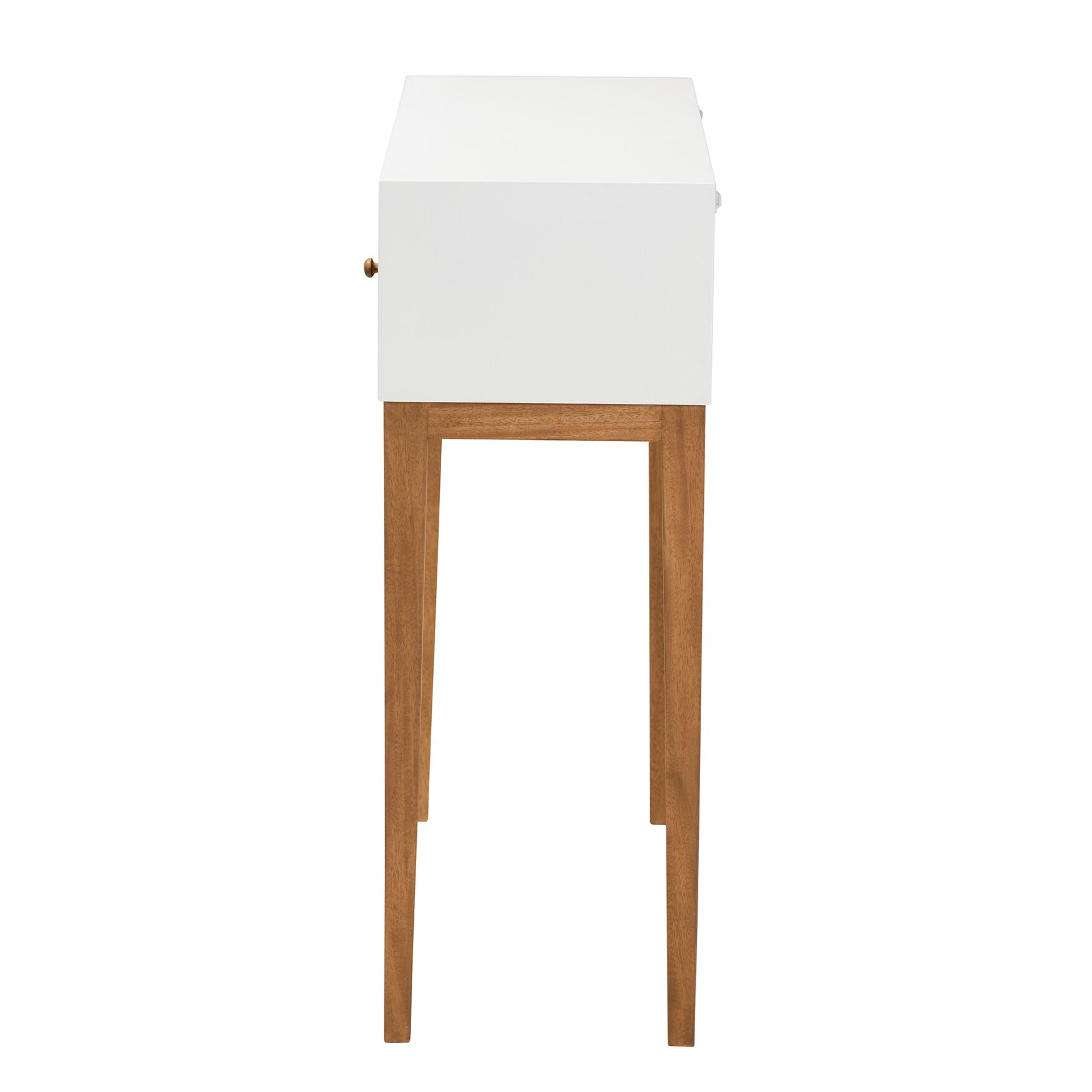 Odile Mid-Century Modern Two-Tone Natural Brown And White Bayur Wood 1-Drawer Console Table, , alternate image number 3