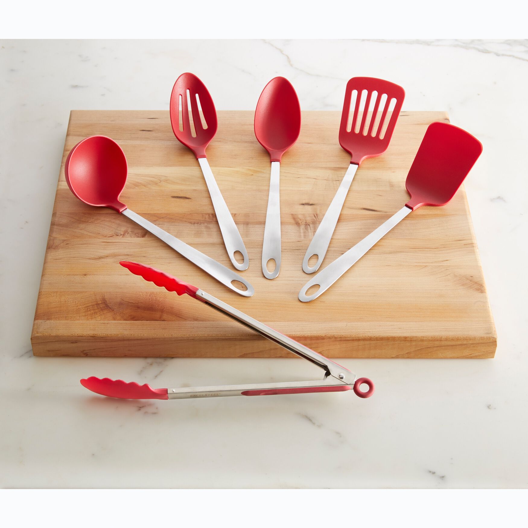 6-Pc. Stainless Kitchen Utensils with Nylon Head, STAINLESS, hi-res image number 0