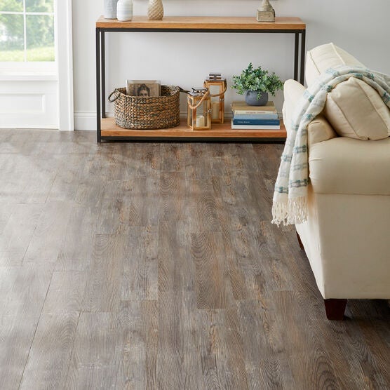 Tivoli II 6" x 36" Self Adhesive Vinyl Floor Planks, SILVER, hi-res image number null