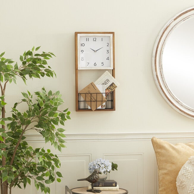 Brown Wood Farmhouse Wall Clock, , alternate image number 7