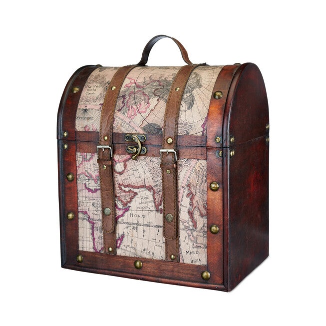 6 Bottle Old World Wooden Wine Box, MULTICOLOR, hi-res image number null