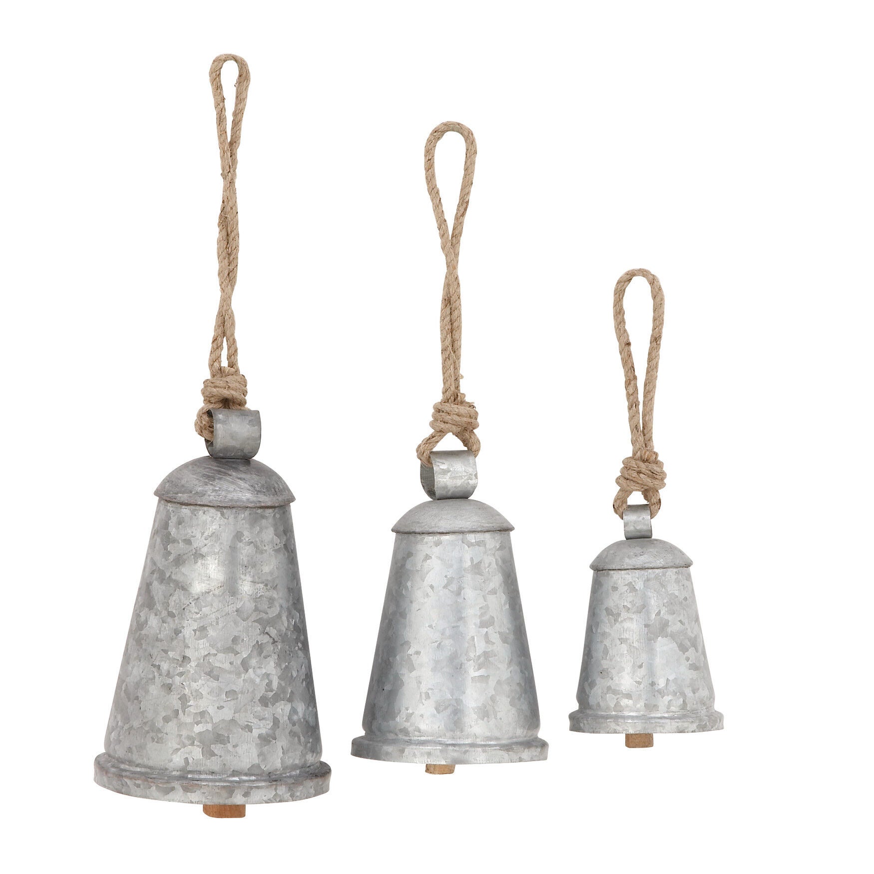 Set Of 3 Grey Metal Rustic Windchime, GREY, hi-res image number 0