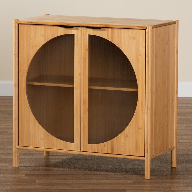 Naresh Mid-Century Modern Transitional Natural Brown Bamboo Wood 2-Door Storage Cabinet, , alternate image number 8