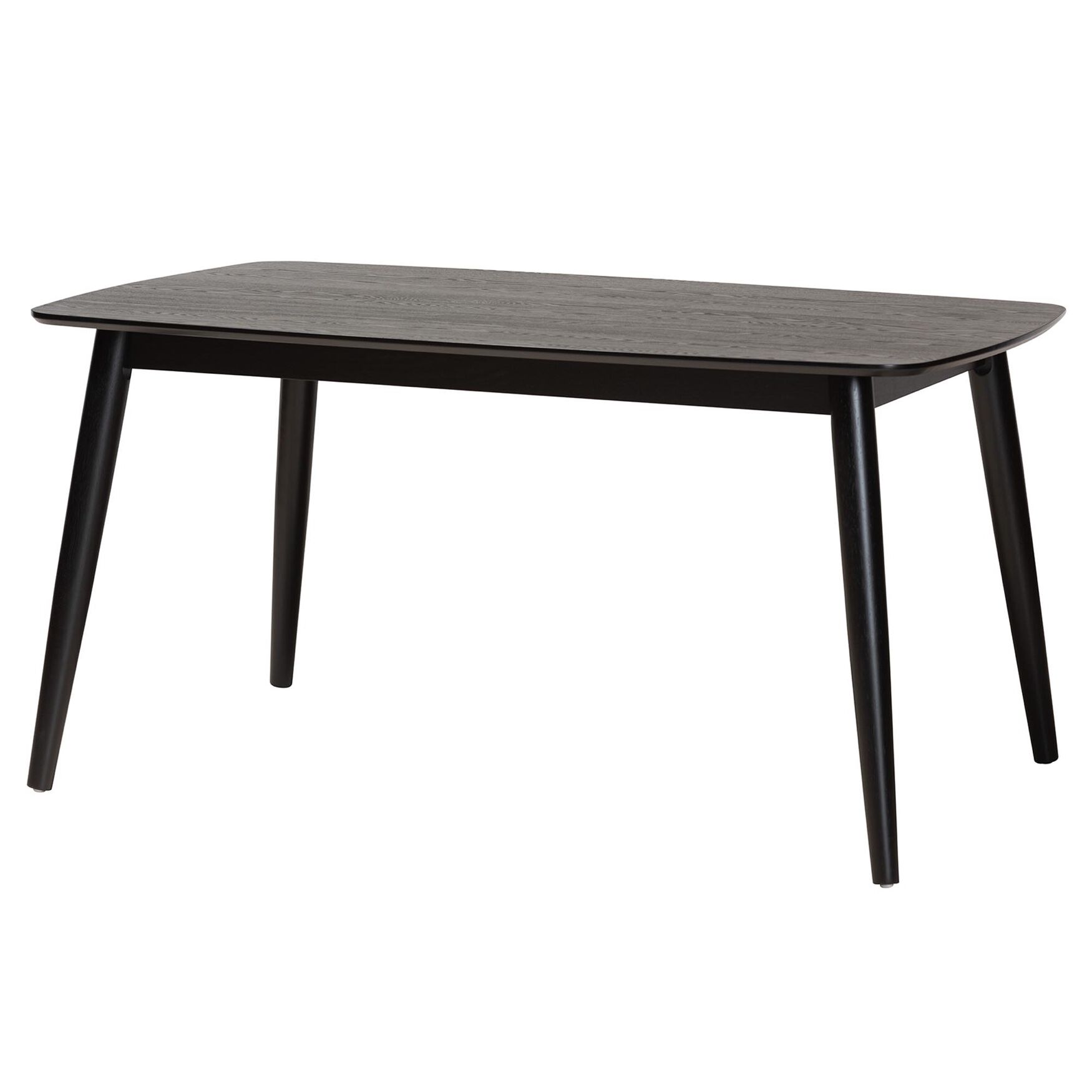 Flora Mid-Century Modern Black Finished Wood Dining Table, BLACK, hi-res image number 0
