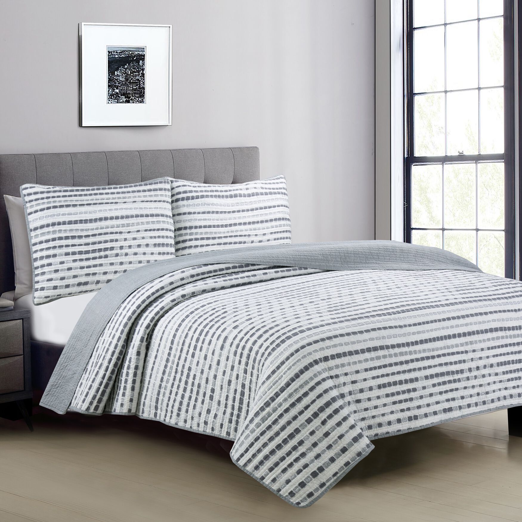 Nara Quilt Set, GRAY, hi-res image number 0