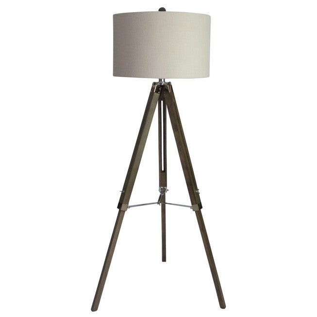 Weatherd Grey Wood & Metal 60 inches Floor Lamp, NICKEL, hi-res image number null