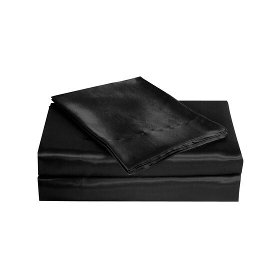 Belles & Whistles Black Satin Sheet Set, , on-hover image number null