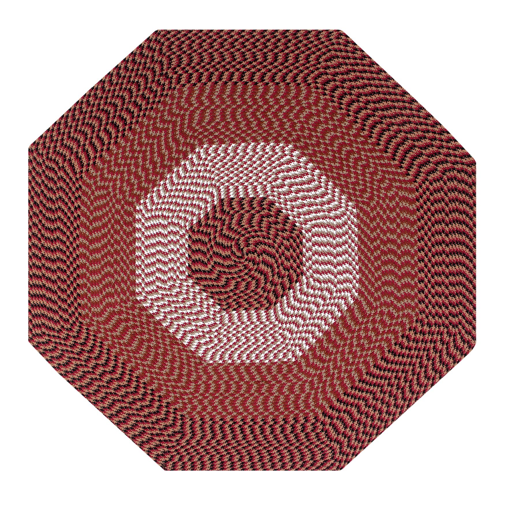Alpine Braid Collection Reversible Indoor Area Rug 72 inches&quot; Octagonal , BURGUNDY STRIPE, hi-res image number 0