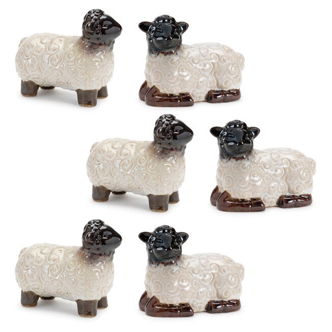 Mini Sheep Figurine (Set of 6), WHITE/BROWN, alternate image number 5