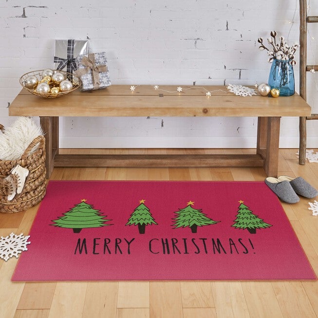 Christmas Trees Red Kitchen Rug, , alternate image number 3