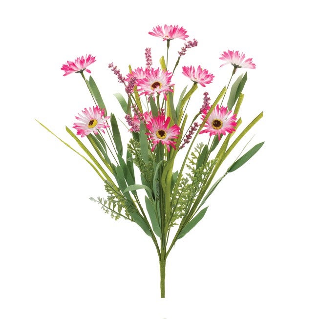 Mixed Daisy Bush (Set of 2) 20 inchesH Polyester, GREEN/PINK, hi-res image number 0