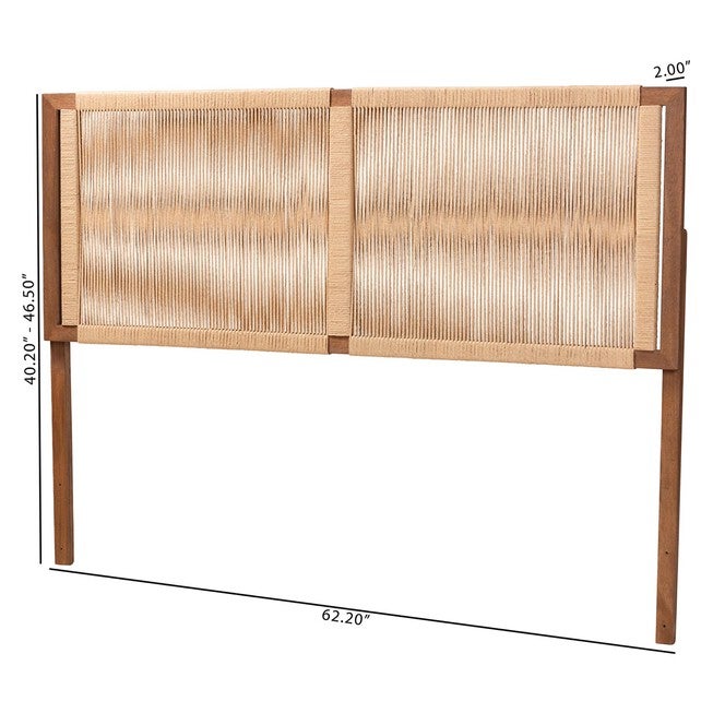 Holitz Modern Bohemian Walnut Brown Finished Bayur Wood Queen Size Headboard, , alternate image number null