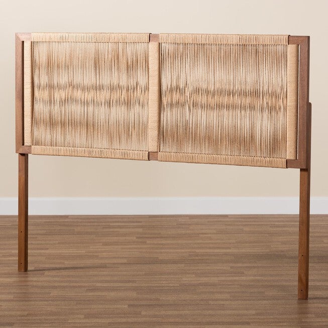 Holitz Modern Bohemian Walnut Brown Finished Bayur Wood Queen Size Headboard, , alternate image number null