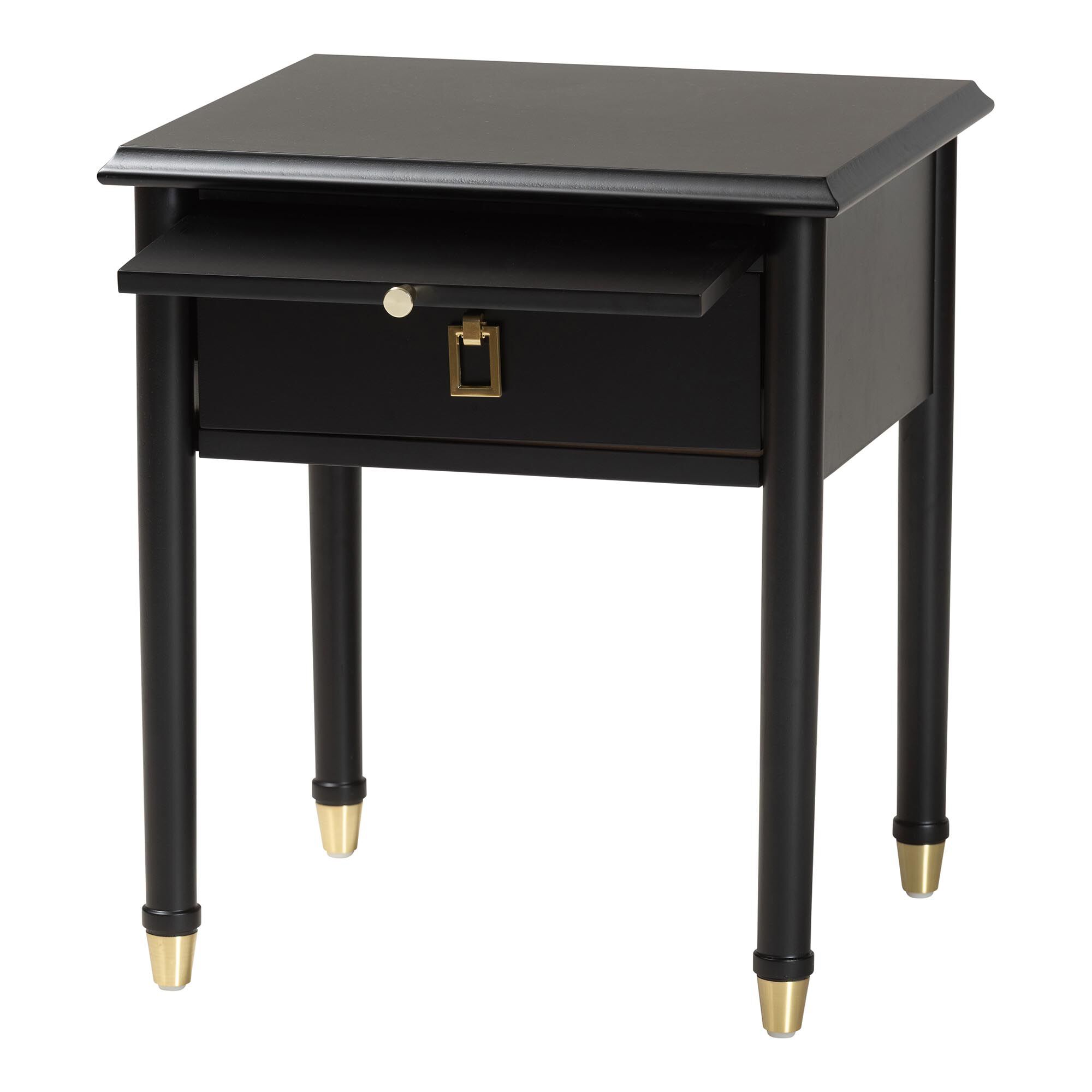 Nightstand with drawer closed, side view