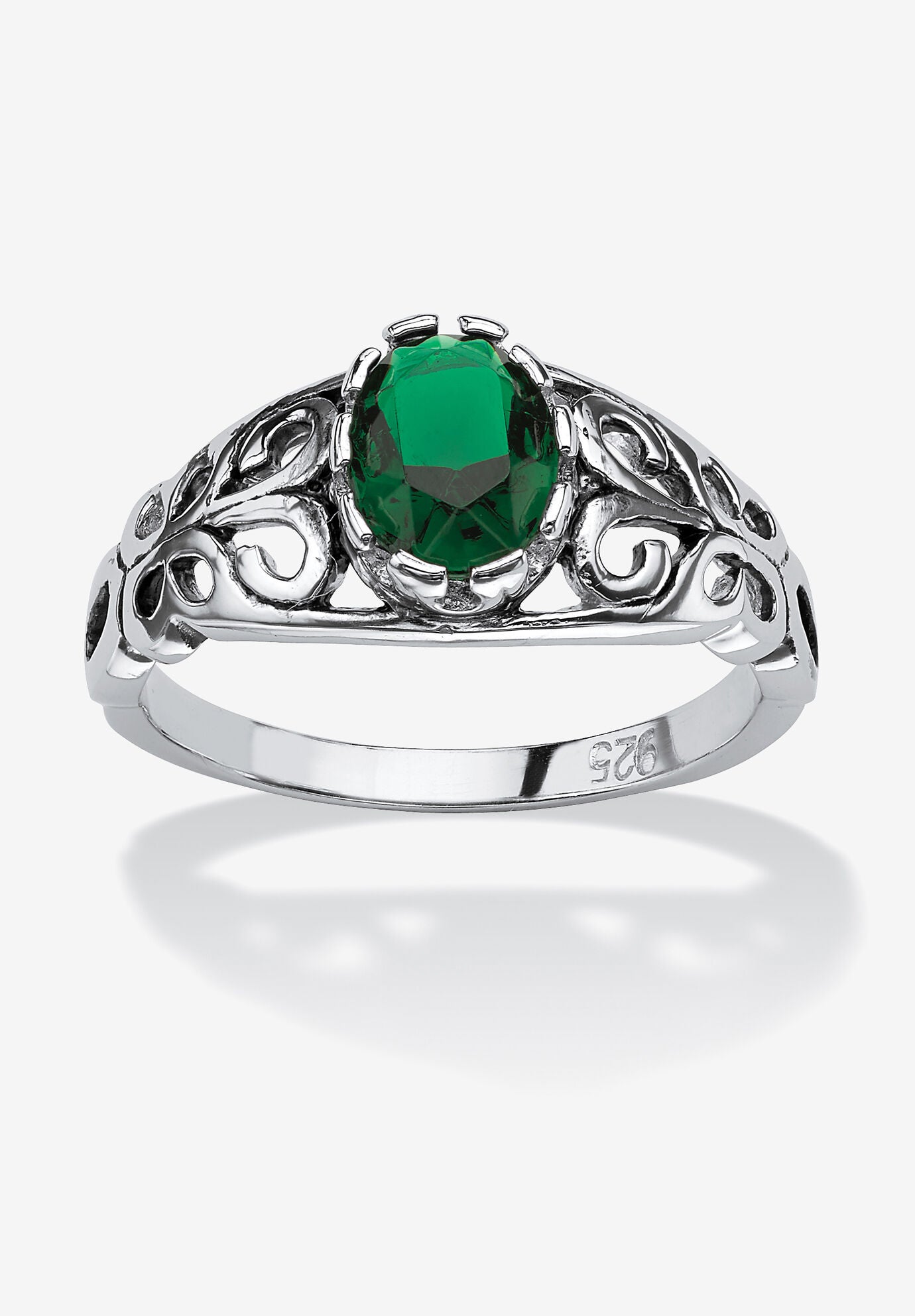 Sterling Silver Swirl Simulated Birthstone Ring, MAY, hi-res image number 0