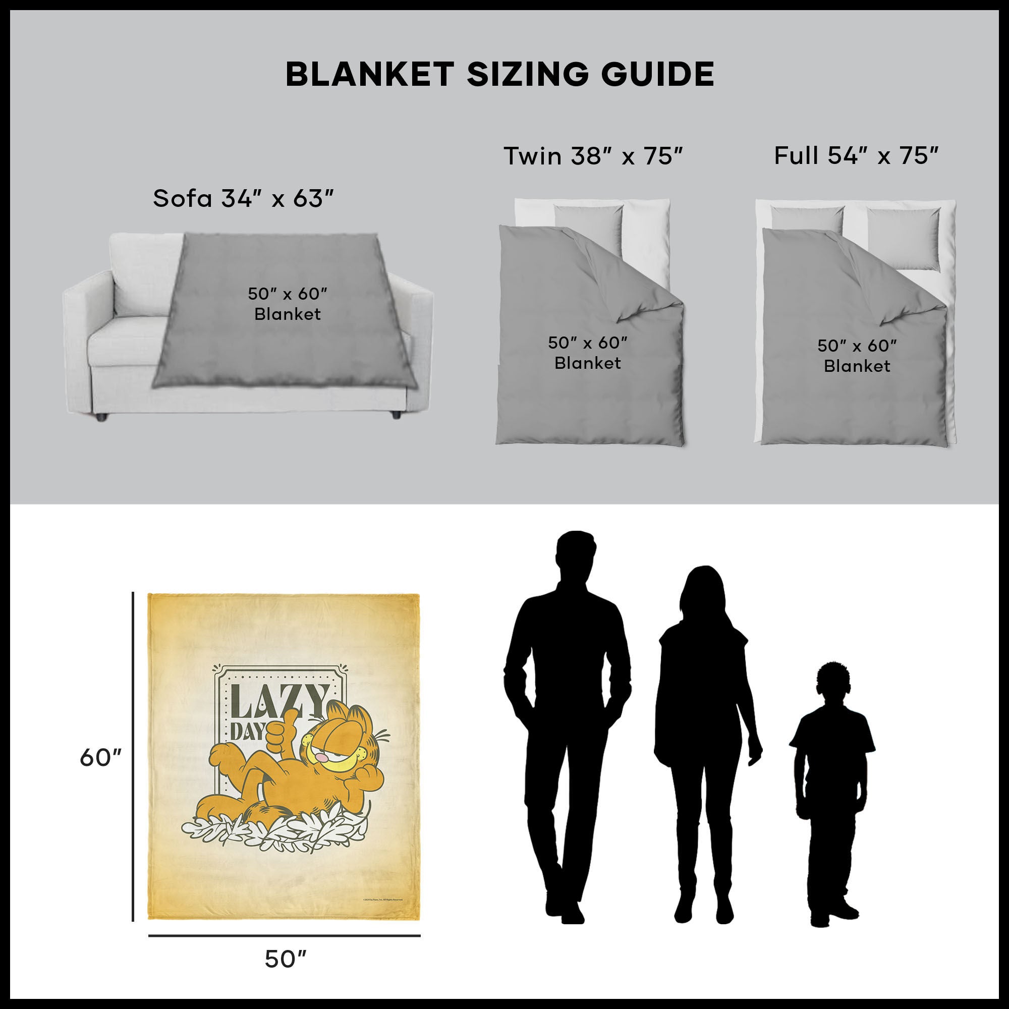 Nickelodeon Garfield Lazy Day Silk Touch Throw Blanket 50x60 Inches, TAN, alternate image number 5