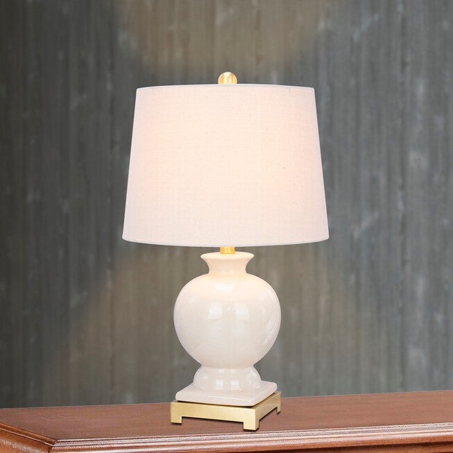 Crackle & Satin Brass Ceramic Eggshell Clear 24 inches Table Lamp, , on-hover image number 1