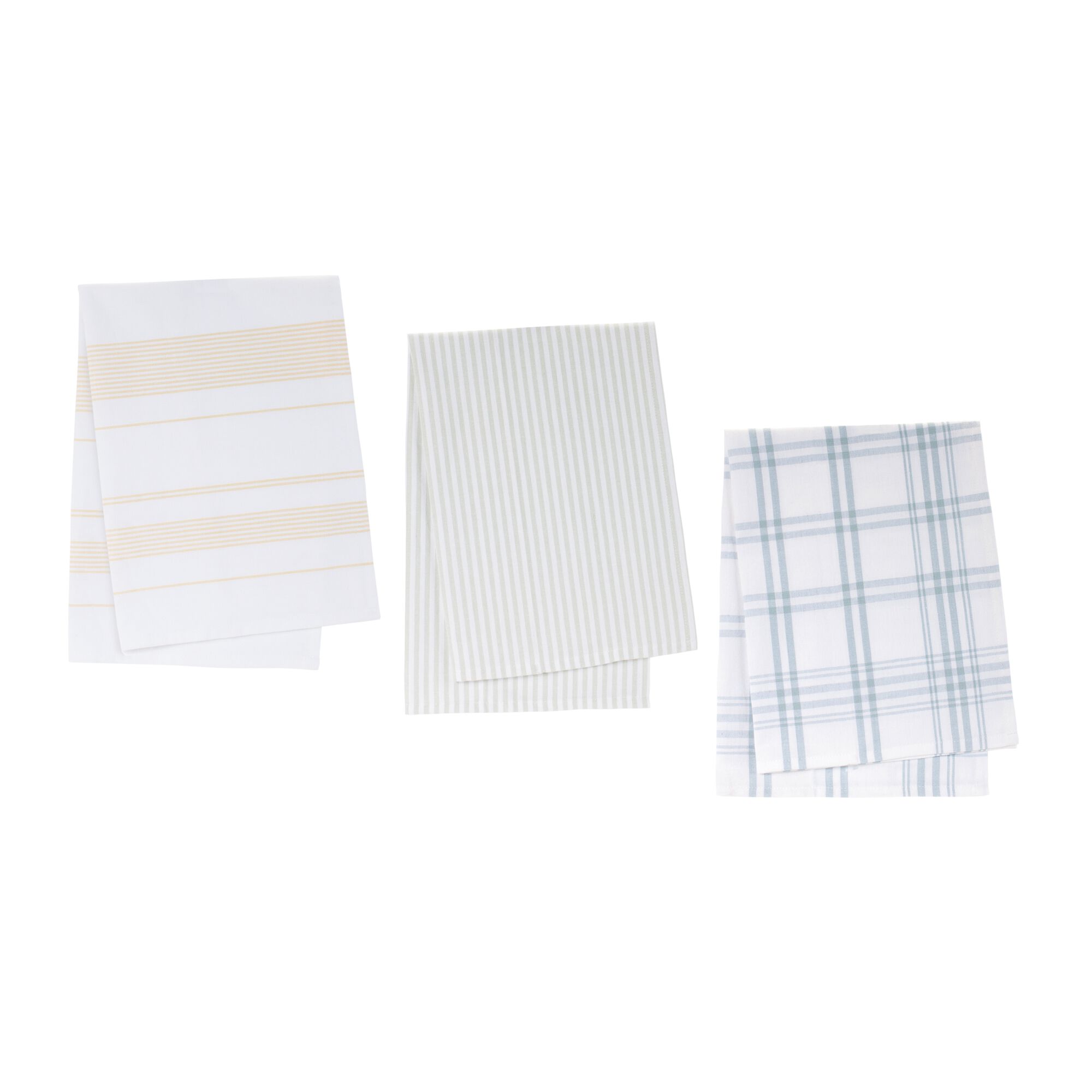 Tea Towel (Set of 3) 20 inchesW x 28 inchesL Cotton, BLUE/WHITE/YELLOW, hi-res image number 0
