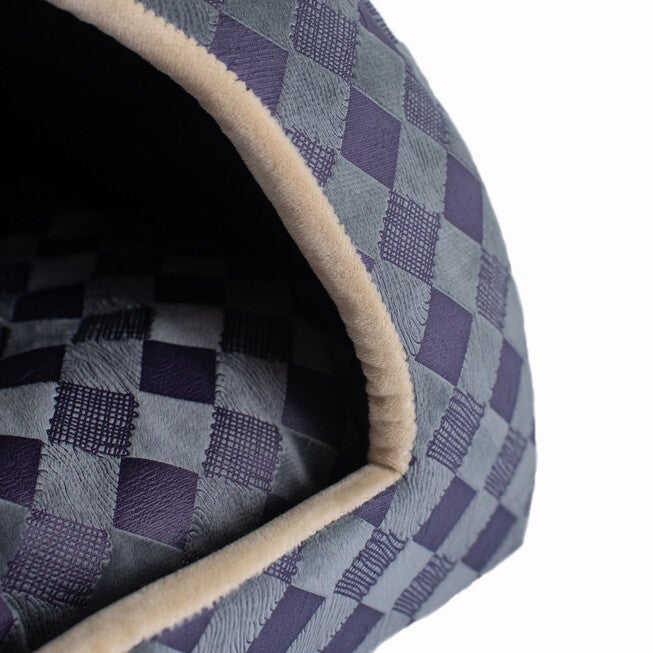 Purple Gray Checkered Cat Dog Bed, , alternate image number null