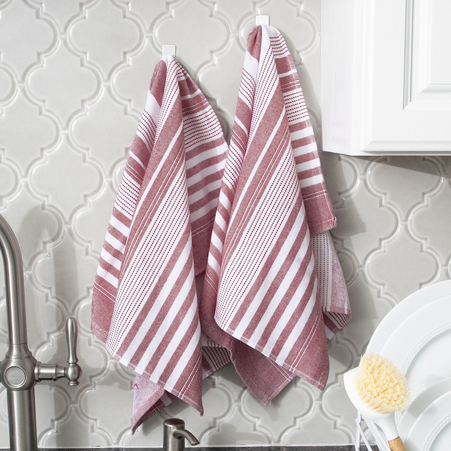 Skipping Stripe Dual Kitchen Towels, Set Of 2, , on-hover image number 1