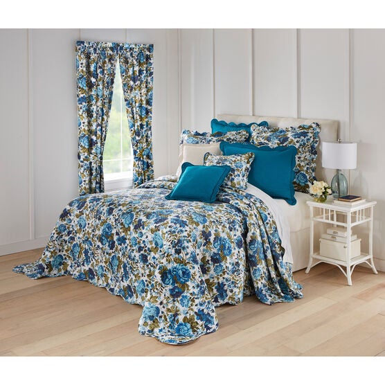 Florence Oversized Bedspread, TEAL FLORAL, hi-res image number null