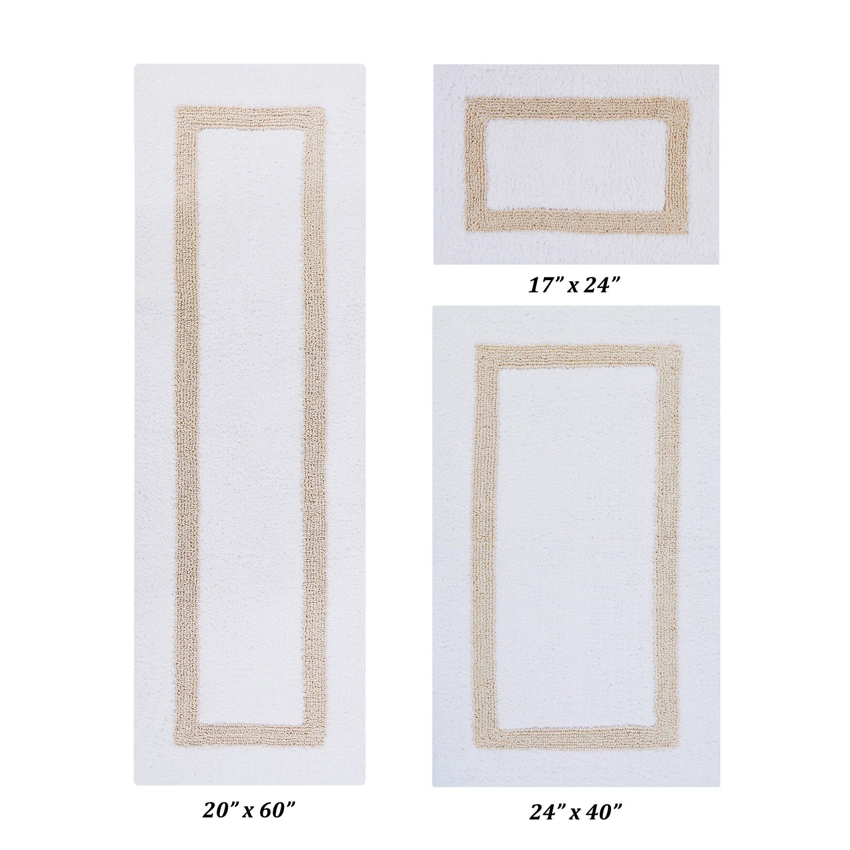 Hotel Collectionis Bath Mat Rug 3 Piece Set (17 inches x 24 inches | 24 inches x 40 inches | 20 inches x 60 inches), WHITE SAND, hi-res image number 0