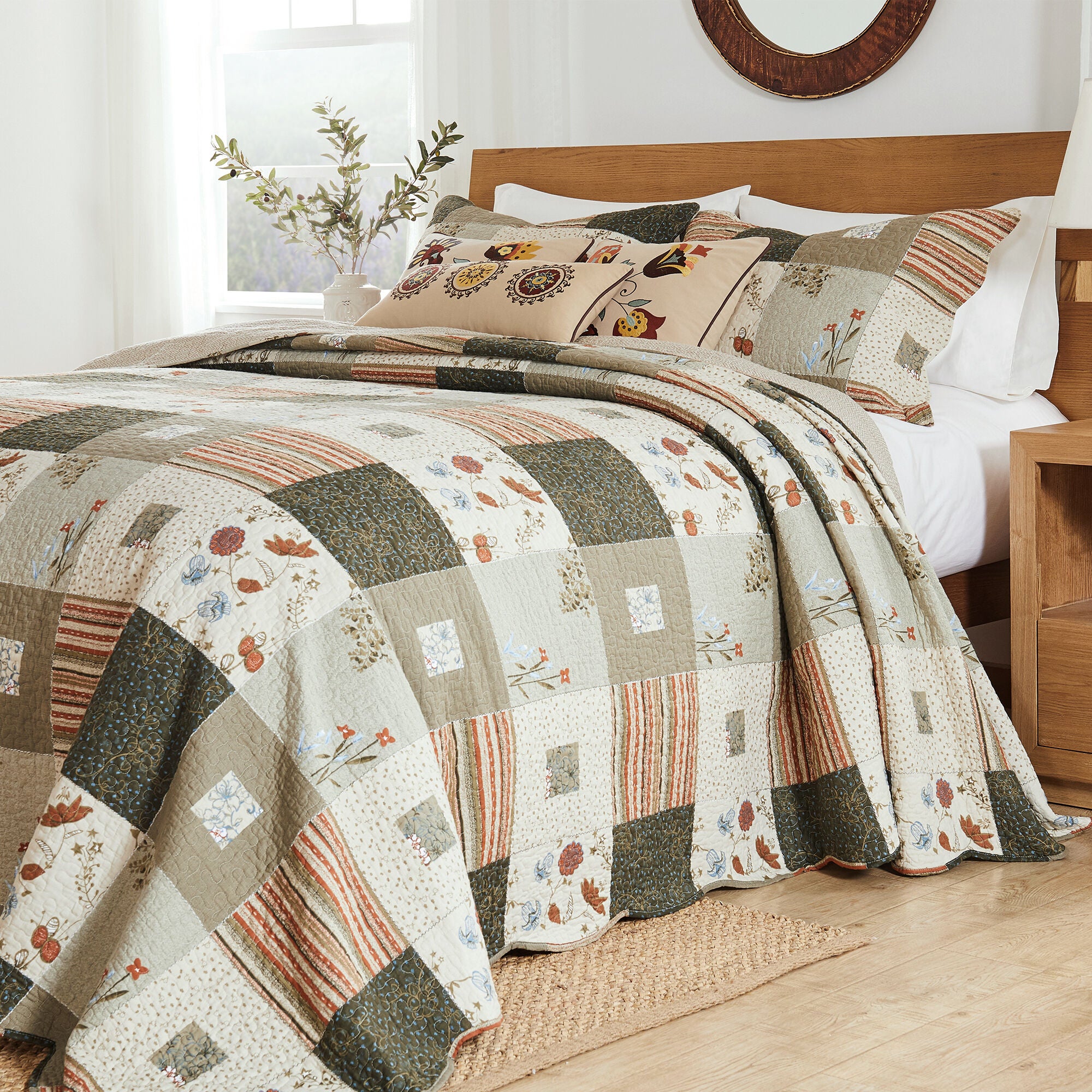 Sedona Reversible Cotton-Rich Bedspread Set, MULTI, alternate image number 5