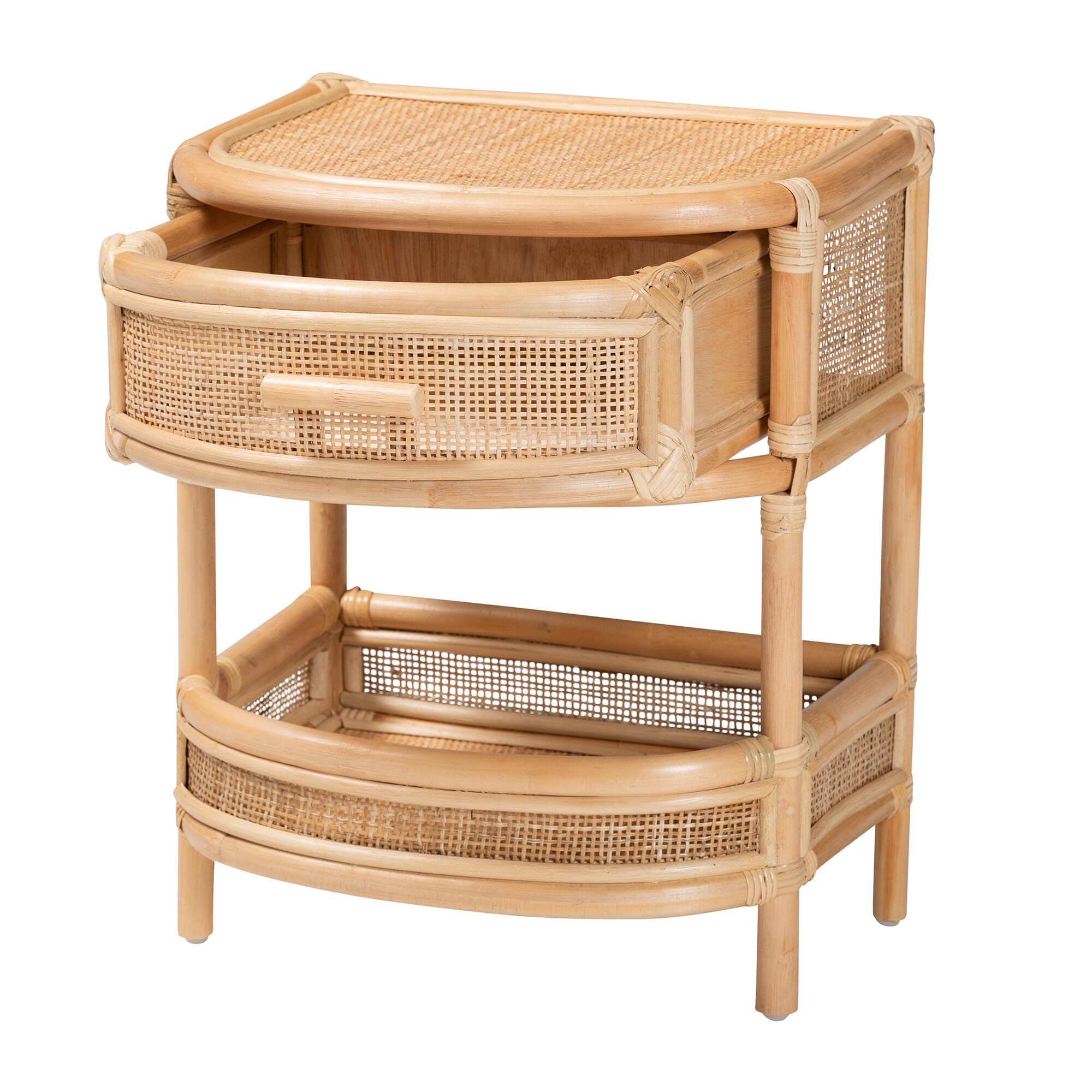 Divitia Bohemian Natural Rattan 1-Drawer Nightstand, NATURAL, alternate image number 3