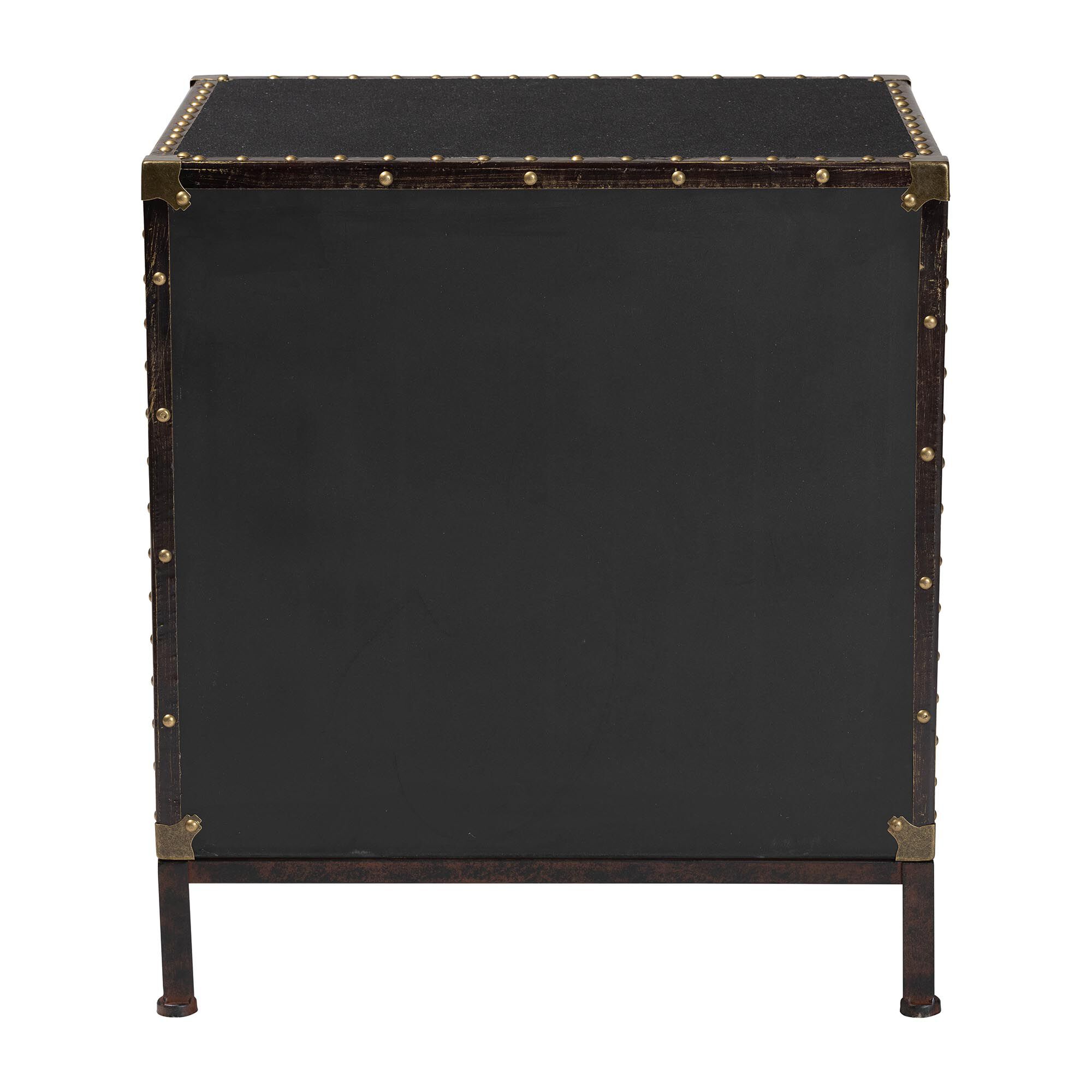 Laura Vintage Black Canvas 2-Drawer End Table Trunk, BLACK, alternate image number 5