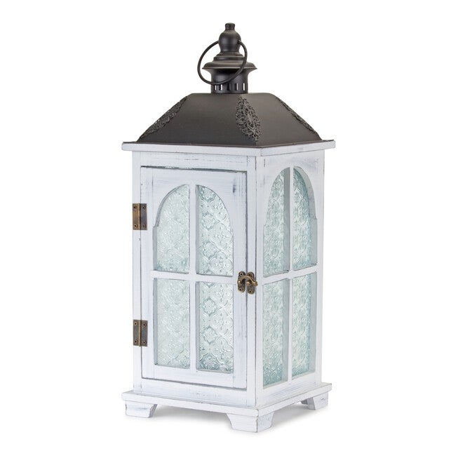 Lantern (Set of 2) 14.5 inchesH, 19.25 inchesH Wood/Metal, BLACK/WHITE/BROWN, alternate image number null