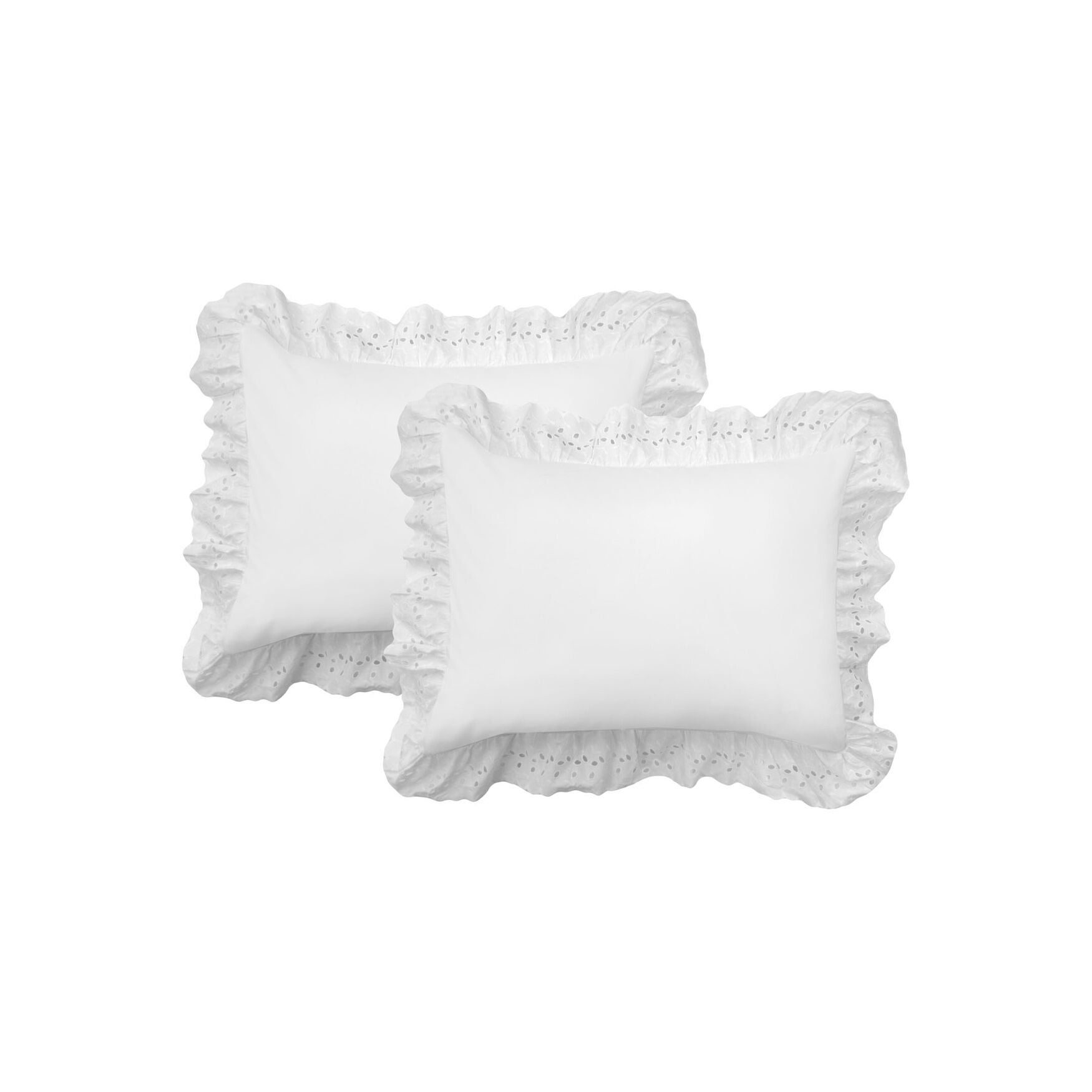 Fresh Idea Ruffled Eyelet 2-Pack Pillow Shams, WHITE, hi-res image number 0