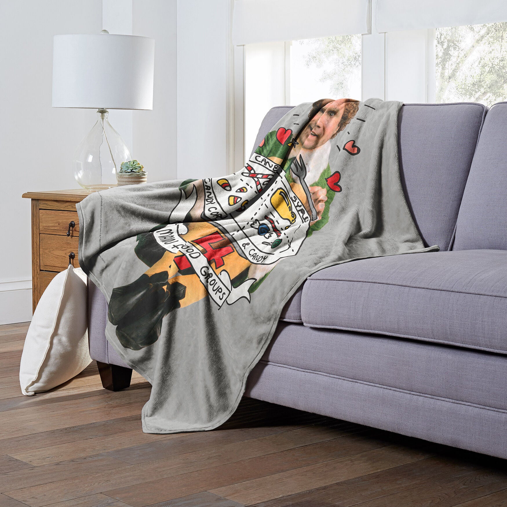 Wb Elf 4 Food Groups Silk Touch Throw Blanket, , alternate image number 3