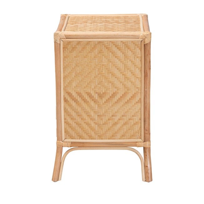 Danna Modern Bohemian Natural Brown Rattan Nightstand, , alternate image number null