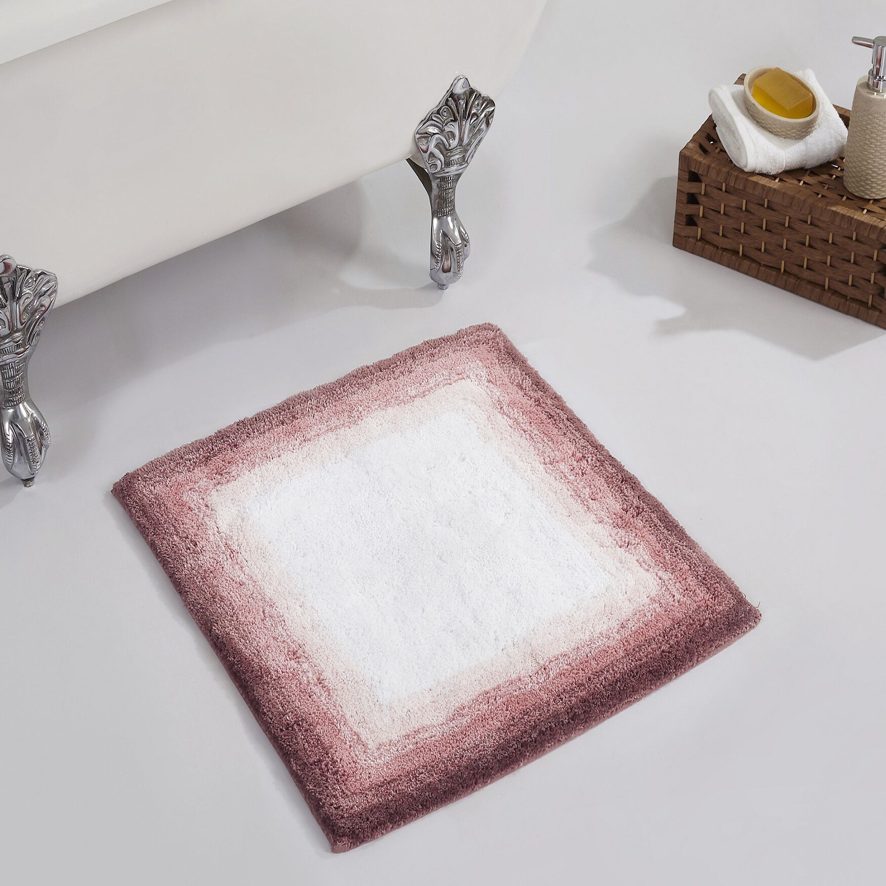 Torrent Bath Mat Rug, 24 inches X 24 inches, ROSE, hi-res image number 0