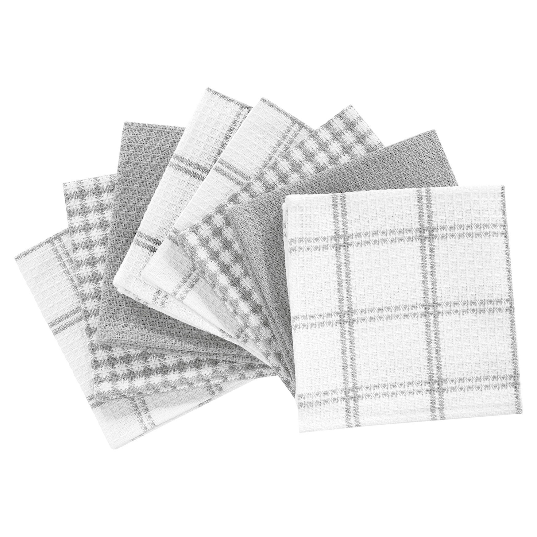 Flat Waffle Dish Cloths, Set Of 8, GRAY, hi-res image number 0