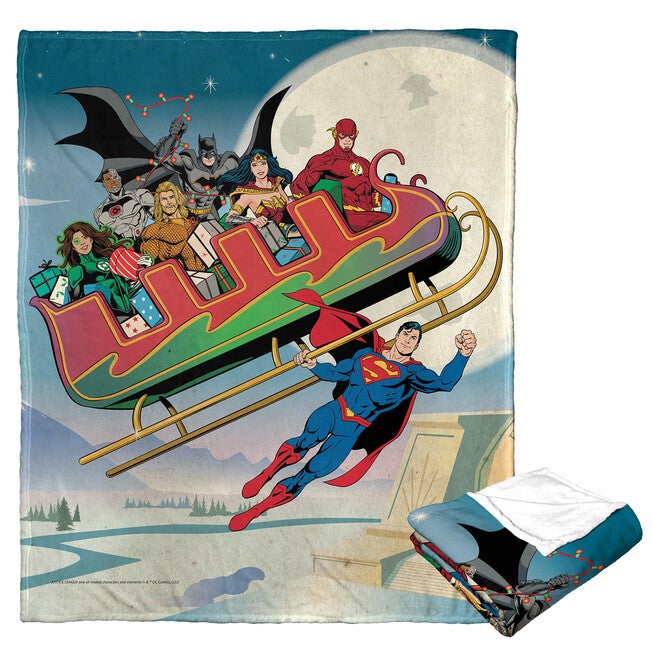 Wb Dc Justice League Super Sleigh Silk Touch Throw, O, hi-res image number null