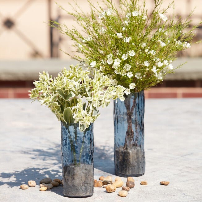 Blue Wavy Glass Vase (Set of 2), BLUE, alternate image number 1